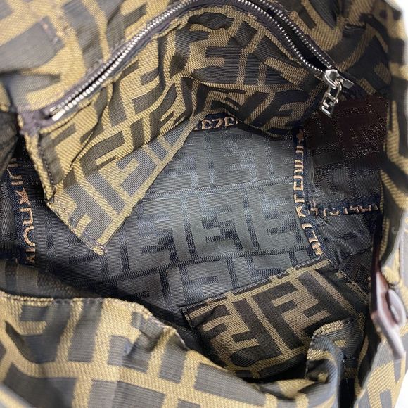 Fendi Handbag Zucca Nylon Canvas Brown Silver Hardware Pre-owned Women's - Picture 4 of 10